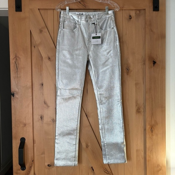GARBAGE By Marta Goldschmied Glenda High Rise Silver Viinyl Pants Size 27 - Picture 2 of 6